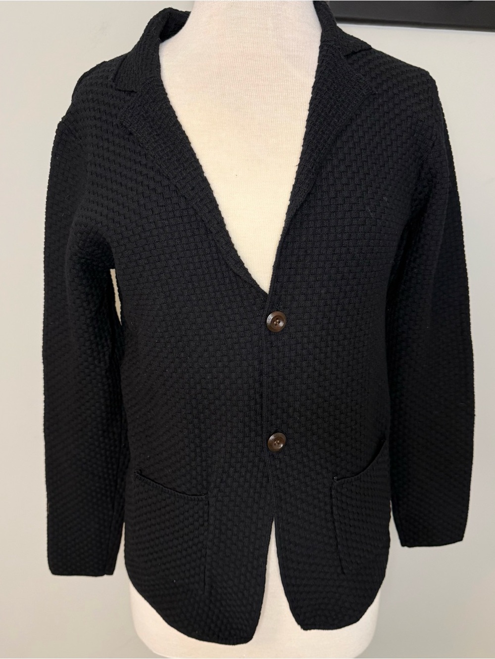 Vintage Emporio Armani Waffle Knit Sweater Blazer Jacket Archival Ittiere Italy